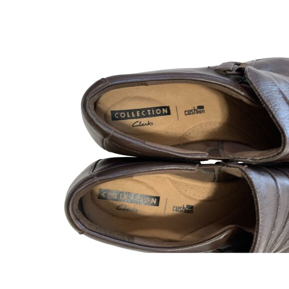 Clarks Collection Womens Size 7.5 Loafer Shoes Black Comfort Leather Slip On Cus - Picture 4 of 4